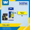 Picture of Brother Tze-661 Black Print on Yellow Laminated Label Tape