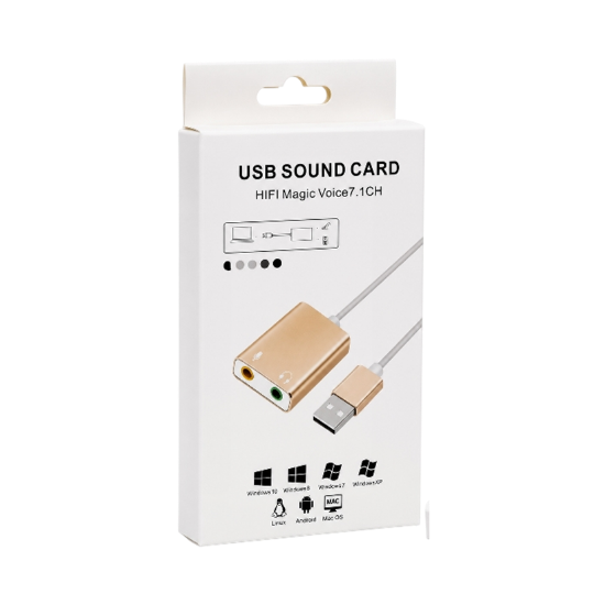 صورة بطاقة صوت USB 2.0 هاي فاي ماجيك 7.1 قناة (2CH) – ذهبي