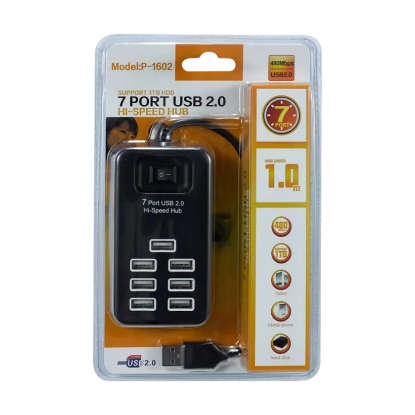 Picture of 7-Port USB 2.0 Hub – Model P-1602 | 480Mbps