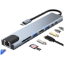 صورة محطة توصيل Type-C إلى HDTV 8 في 1 – موزع USB-C متعدد المنافذ مع HDMI بدقة 4K، شحن PD بقدرة 100W، منفذ USB-C، USB 3.0، شبكة RJ45، قارئ بطاقات SD/TF والمزيد.