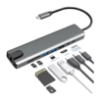 Picture of Type-C to HDTV Docking 8in1 HUB, 8 in 1 USB C Adapter with 4K HDMI, 100W PD, USB C Port, USB 3.0, RJ45 Ethernet, SD/TF Card Reader & More