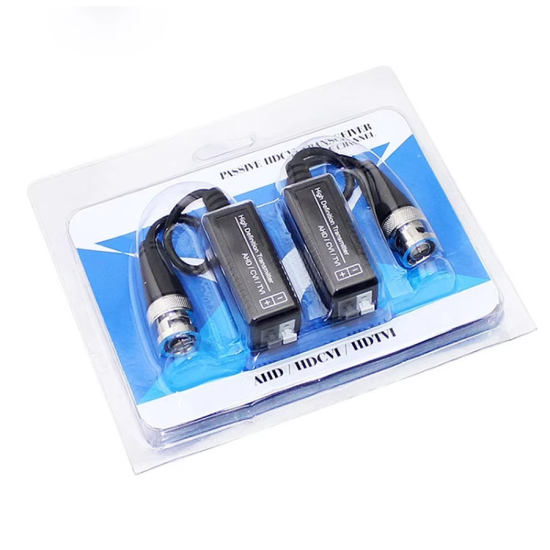 صورة FY01-BALUN EXTREME TECH HD CVI/TVI/AHD BNC Video Balun Transceiver For 5MP cctv security camera BNC Cat5 CCTV UTP Passive Video Balun (Black)