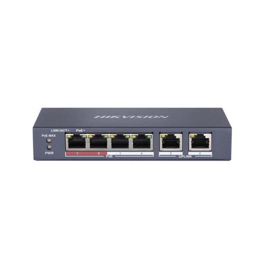 صورة HIKVISION DS-3E0106P-E/M 4Port Fast Ethernet Unmanaged POE Switch - Network Switch