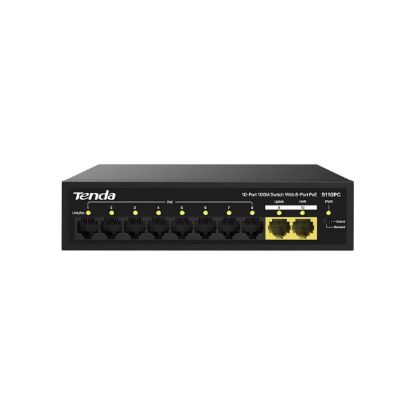 صورة TENDA S110PC 10-Port 100M Lite PoE Switch with 8-Port PoE - Network Switch