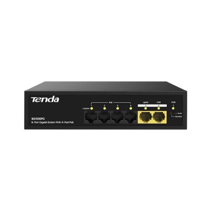 صورة TENDA SG106PC 6-Port Gigabit Lite PoE Switch with 4-Port PoE - Network Switch