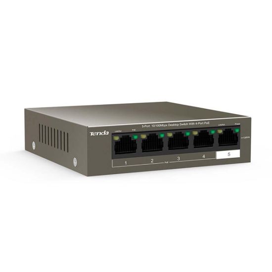 Picture of TENDA TEF1105P-4-63W 5-Port 10/100Mbps Desktop Switch with 4-Port PoE - Network Switch