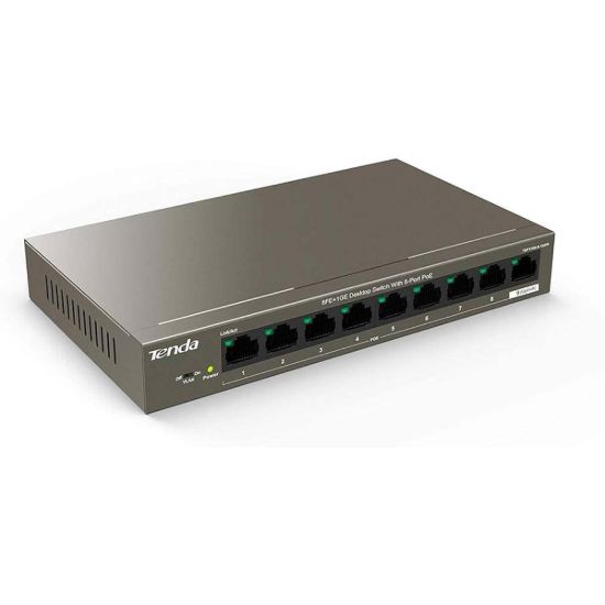 Picture of TENDA TEF1109P-8-63W 9-Port 10/100Mbps Desktop Switch With 8-Port PoE - Network Switch