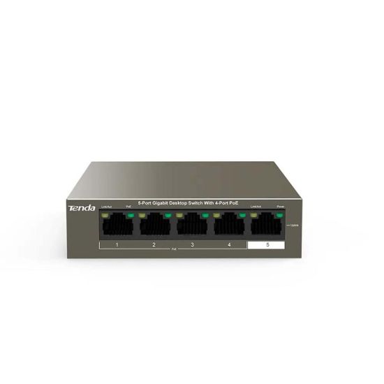 Picture of TENDA TEG1105P-4-63W 5-Port Gigabit Desktop Switch with 4-Port PoE - Network Switch