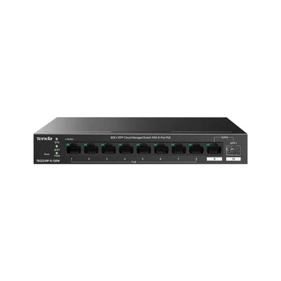 Picture of TENDA TEG2210P-8-120W 9GE+1SFP Cloud Managed PoE Switch - Network Switch