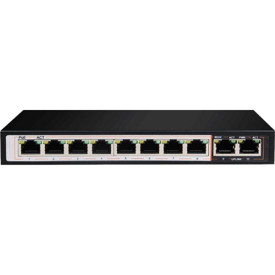 Picture of D-Link DGS-F1010P-E/B 8GE PoE+ 2GE Uplink 250m PoE Switch-KU Plug