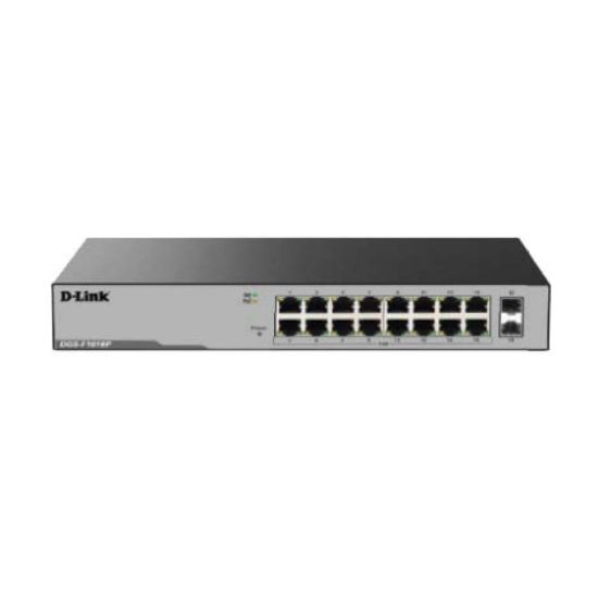 Picture of D-Link DGS-F1016P 16 Port Gigabit Unmanaged POE Switch with 2 SFP ports 250 watts