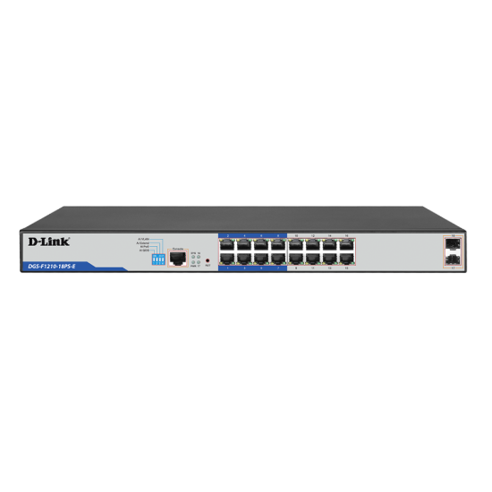 Picture of DGS-F1210-18PS-E D-Link F1210-18PS-E 18-Port Layer 2 Gigabit Managed Long Range PoE+ Surveillance Switch