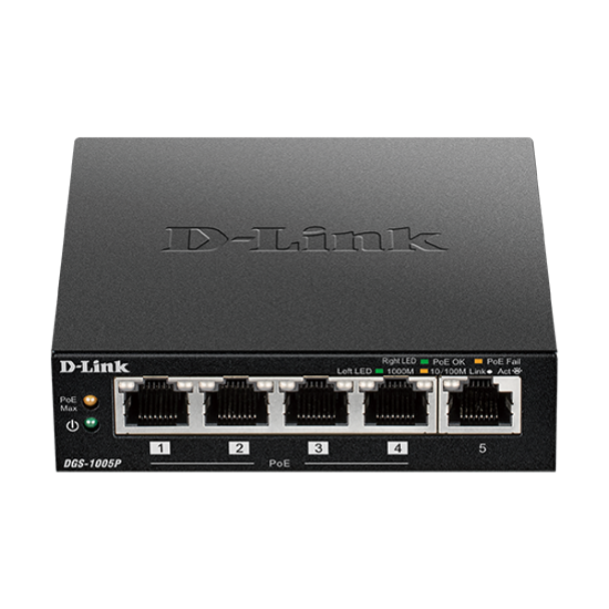 صورة D-Link DGS‑1005P 5-Port Desktop Gigabit PoE Switch