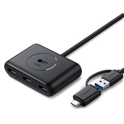 Picture of UGREEN 40850 4-Port USB 3.0 Hub – USB-A & USB-C Cable, 1m