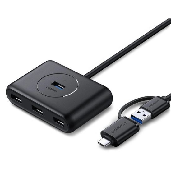 Picture of UGREEN 40850 4-Port USB 3.0 Hub – USB-A & USB-C Cable, 1m