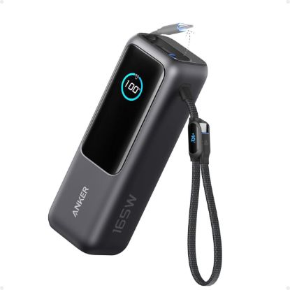 صورة Anker Power Bank 25K 165W – باور بانك 25,000mAh مع كابلات مدمجة قابلة للسحب – أسود