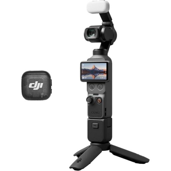 صورة DJI Osmo Pocket 4 Creator Combo Action Camera, 1" CMOS Sensor, 4K 240fps Video, 3 Axis Stabilized, 107GB Storage, ActiveTrack, 7 Smart Tracking, 10Bit D Log Color, Black
