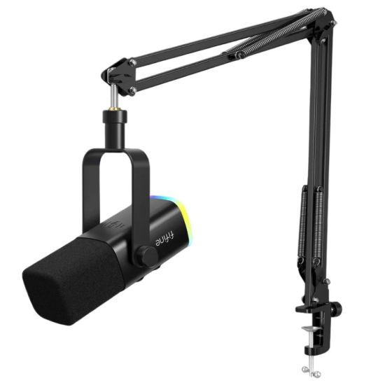 صورة FIFINE AmpliGame AM8T USB/XLR Dynamic Microphone Kit with Boom Arm Stand - Black