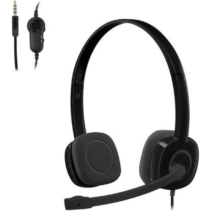 صورة Logitech H151 Wired Headset Analog Stereo Headphones with Rotating Mic - Black