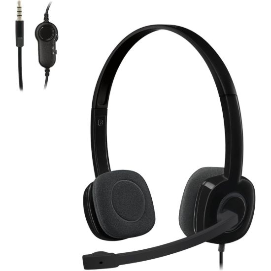 صورة Logitech H151 Wired Headset Analog Stereo Headphones with Rotating Mic - Black