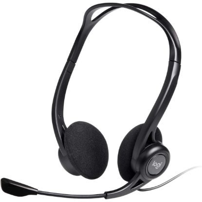 صورة Logitech 960 USB Noise-Cancelling Stereo Headset with Mute Button - Black