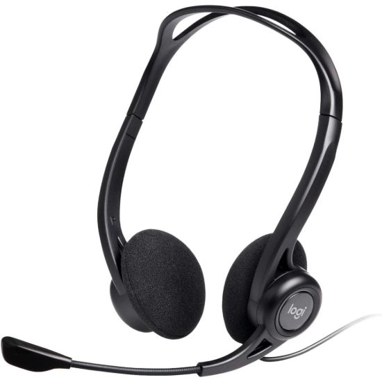 Picture of Logitech 960 USB Noise-Cancelling Stereo Headset with Mute Button - Black