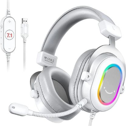 Picture of FIFINE AmpliGame H6W USB Gaming Headset RGB 7.1 Surround Sound & EQ Controls - White