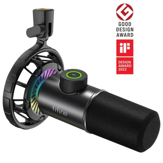 صورة FIFINE K658 USB Dynamic Cardioid Microphone with Live Monitoring, Gain Control & Mute Button