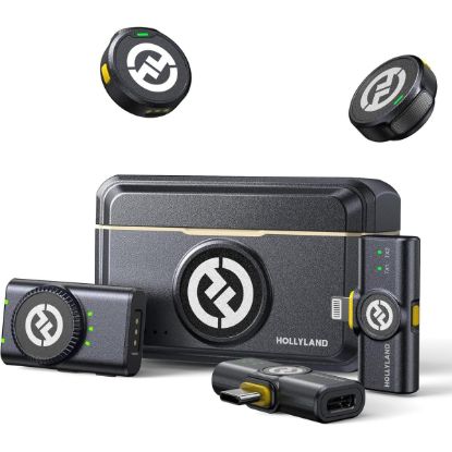 صورة Hollyland LARK M2 COMBO 2-Person Wireless Universal Microphone System - Shine Charcoal