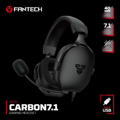 صورة Fantech HG30 7.1 Virtual Surround USB Wired Gaming Headset with Noise Cancelling Mic - Black
