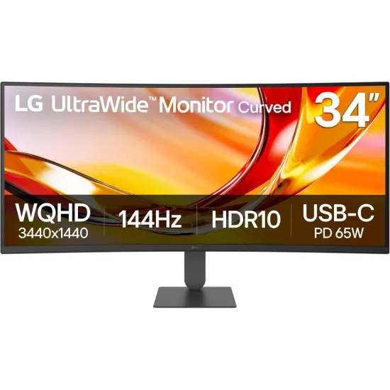صورة LG 34U640B-B UltraWide U6 Curved 34 inch WQHD 144Hz USB Type-C Monitor