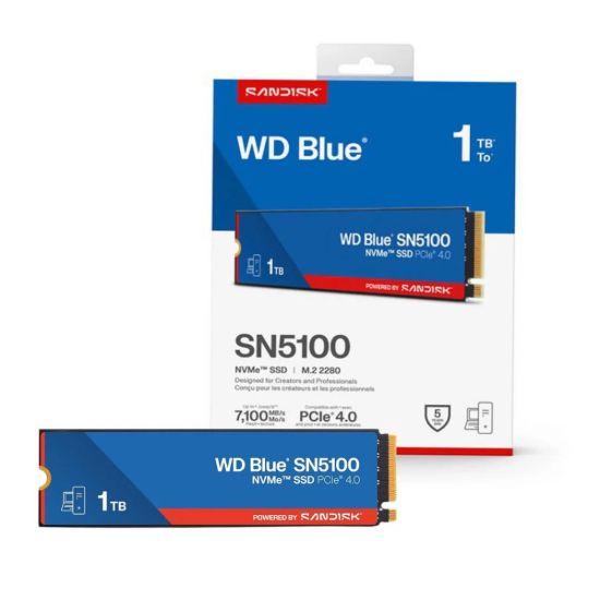 صورة قرص تخزين WD Blue SN5100 بسعة 1TB نوع M.2 NVMe جيل رابع - سرعة تصل إلى 7,100MB/s