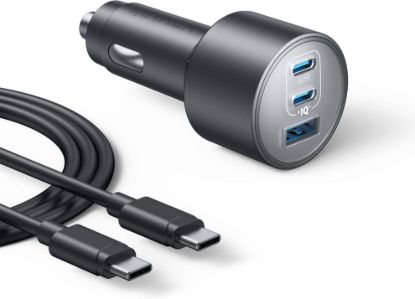 صورة شاحن سيارة Anker فائق الإحكام بـ 3 منافذ USB-C وقدرة تصل إلى 167.5W للشحن السريع