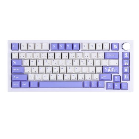 صورة لوحة مفاتيح ميكانيكية ATTACK SHARK X85 بمقاس 75% ثلاثية الأوضاع - أبيض وبنفسجي، مفاتيح White Jade