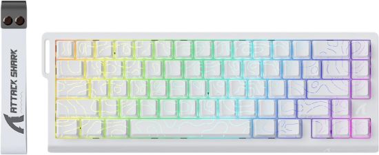 صورة لوحة مفاتيح قيمنق مغناطيسية سلكية ATTACK SHARK X68 HE بمقاس 65% - لون White Contours