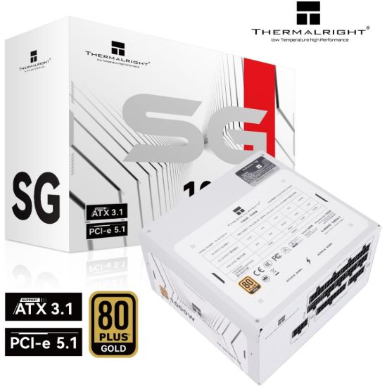 صورة مزود طاقة Thermalright SG-1000-W جولد بقدرة 1000W معياري بالكامل بشهادة 80 Plus Gold - ATX 3.1 (PCIe 5.1)، مروحة ذكية، لون أبيض