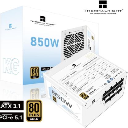 صورة مزود طاقة Thermalright KG-850-W جولد بقدرة 850W معياري بالكامل بشهادة 80 Plus Gold - ATX 3.1 (PCIe 5.1)، مروحة ذكية، لون أبيض