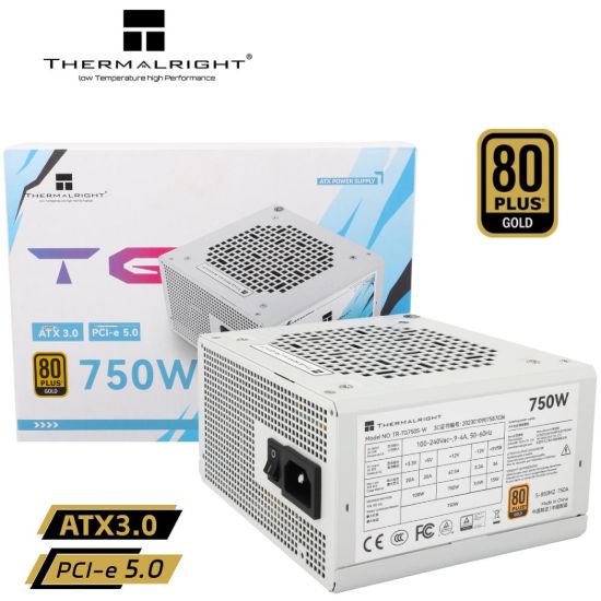 Picture of Thermalright TG-750S-W Gold 750W ATX 3.0 PCIe 5.0 (12VHPWR) 80 Plus Gold Non-Modular Power Supply - Smart Fan, White
