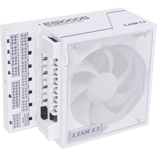 Picture of Lian Li Edge EG1000G 1000W Gold (White) ATX 3.1 PCIe 5.1 (12V-2x6) 80 Plus Gold Full Modular Power Supply - Braided-Sleeved Cables, Detachable USB Hub w/ 4 Internal USB 2.0 Headers & 6 PWM Headers