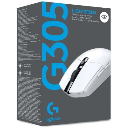 صورة ماوس قيمنق لاسلكي Logitech G305 Lightspeed - حساس Hero 12K، 6 أزرار قابلة للبرمجة، بطارية تدوم حتى 250 ساعة، لون أبيض