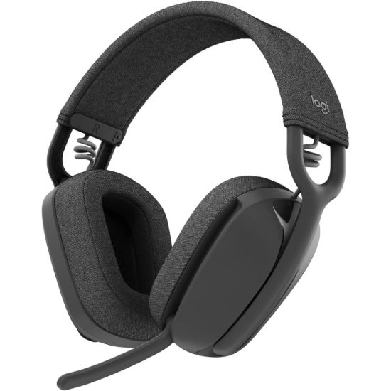 صورة سماعة Logitech Zone Vibe 100 اللاسلكية (بلوتوث 5.2) فوق الأذن خفيفة الوزن احترافية - ميكروفونان متعددا الاتجاهات لإلغاء الضوضاء، شحن USB-C، لون Graphite