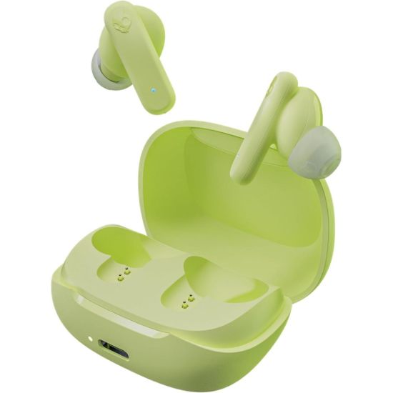 صورة سماعات Skullcandy Smokin اللاسلكية الحقيقية (بلوتوث 5.2) - سماعات داخل الأذن بميكروفون، بطارية إجمالية 20 ساعة + علبة شحن سريع، مقاومة للماء والغبار، تحكم بالمكالمات والوسائط والإيكولايزر، لون Matcha