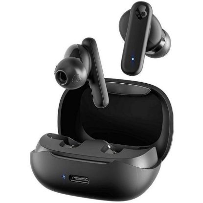 صورة سماعات Skullcandy Smokin اللاسلكية الحقيقية (بلوتوث 5.2) - سماعات داخل الأذن بميكروفون، بطارية إجمالية 20 ساعة + علبة شحن سريع، مقاومة للماء والغبار، تحكم بالمكالمات والوسائط والإيكولايزر، لون True Black