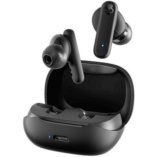 صورة سماعات Skullcandy Smokin اللاسلكية الحقيقية (بلوتوث 5.2) - سماعات داخل الأذن بميكروفون، بطارية إجمالية 20 ساعة + علبة شحن سريع، مقاومة للماء والغبار، تحكم بالمكالمات والوسائط والإيكولايزر، لون True Black