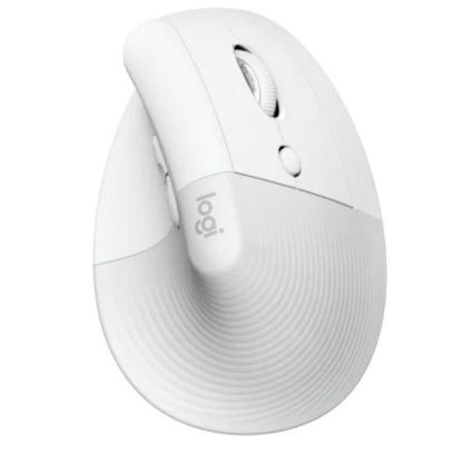 صورة ماوس Logitech Lift لاسلكي عمودي مريح متطور بحساس بصري (2.4 جيجاهرتز وبلوتوث) - لون Off White، نقرات هادئة، 6 أزرار