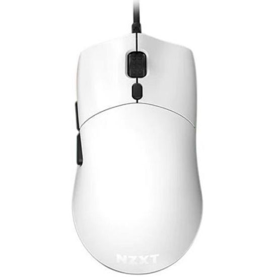 صورة ماوس قيمنق NZXT Lift خفيف الوزن ومتماثل اليدين بإضاءة RGB وحساس بصري - دقة 16K DPI، وزن 67 غرام، مفاتيح Omron الميكانيكية، كابل منخفض الاحتكاك، لون أبيض