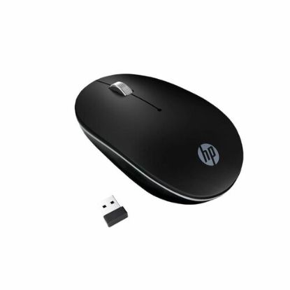 صورة ماوس HP S1500 لاسلكي بحساس بصري ودقة 1600 DPI عبر USB بتردد 2.4 جيجاهرتز - صامت (بدون صوت نقر)، لون أسود، يشمل بطارية