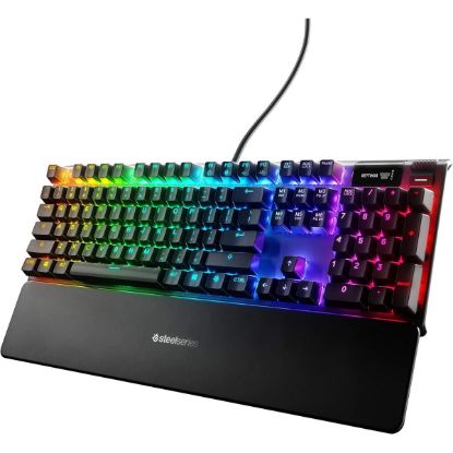 صورة لوحة مفاتيح قيمنق ميكانيكية SteelSeries Apex Pro كاملة الحجم بإضاءة RGB - شاشة OLED ذكية، مفاتيح OmniPoint قابلة للتعديل، أسرع مفاتيح ميكانيكية في العالم