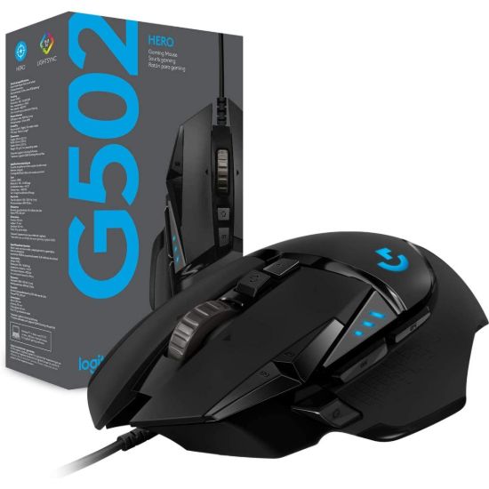 صورة ماوس قيمنق عالي الأداء Logitech G502 HERO بإضاءة RGB قابل للبرمجة بالكامل - 11 زرًا، حساس Hero 25K، يأتي مع كابل جلدي