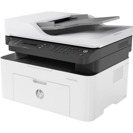 Picture of HP Laser MFP M137fnw Black & White Laser Multifunction 4-in-1 Wireless & Network Printer (Print, Scan, Copy, Fax) with Auto Feeder - White